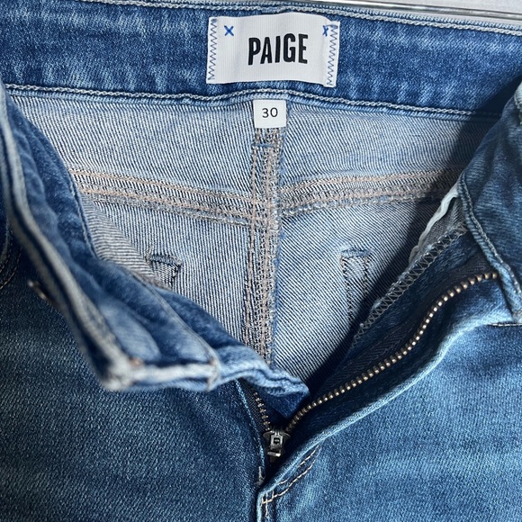 PAIGE Sloane Crop Women's Stretch Blue Denim Low Rise Jeans Size 30 L 34 - Picture 10 of 14